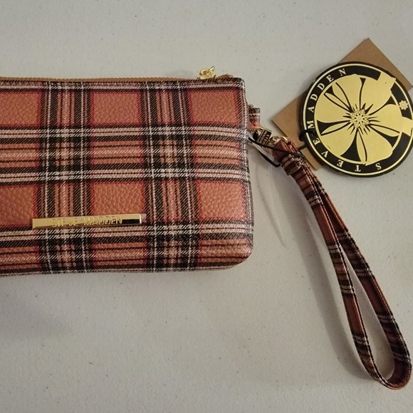 Steve Madden Plaid Wristlet - Picture 1 of 5